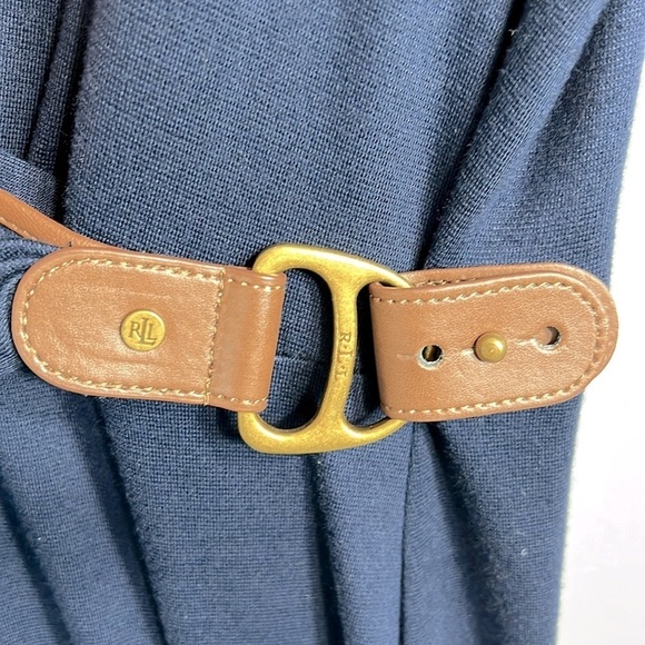 Lauren Ralph Lauren Elbow Sleeve Faux Wrap Navy Dress size XL - Picture 4 of 11